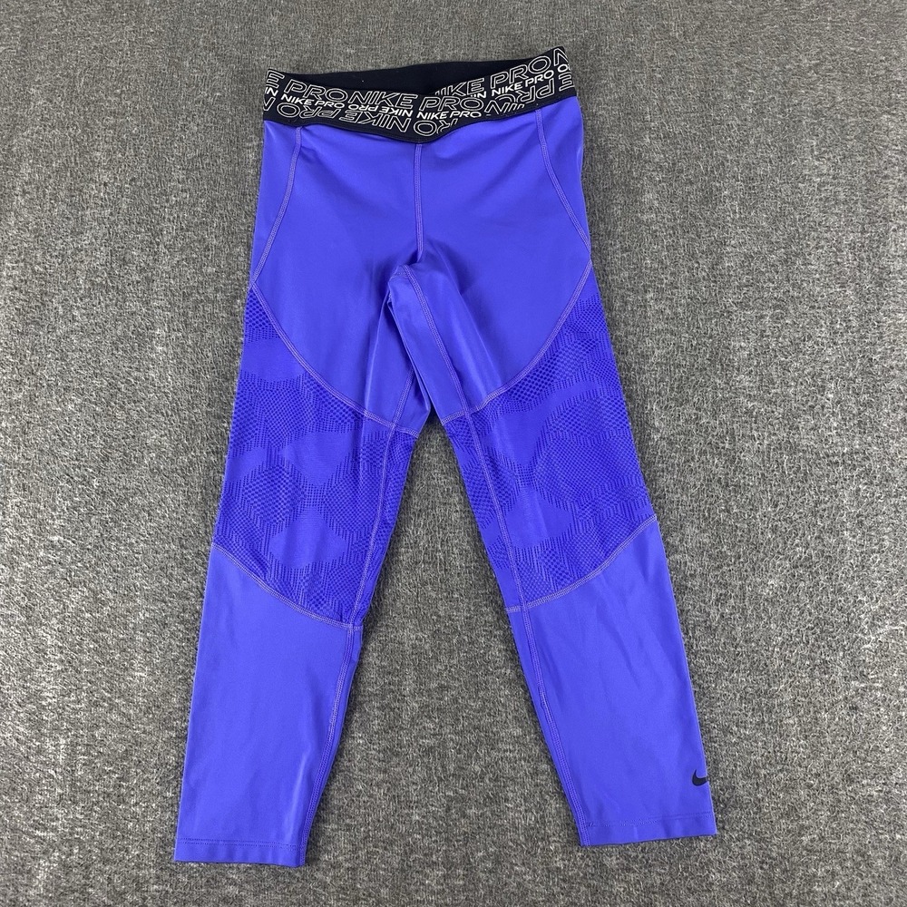 Nike Pro Dri-FIT Purple Cropped Compression Leggings Women Medium